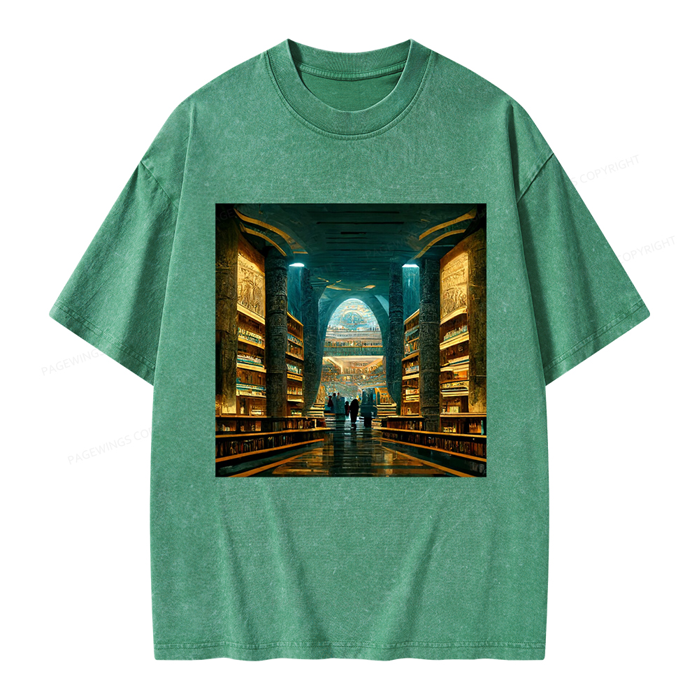 Pagewings Library Of Alexandria Unisex Washed T-shirt