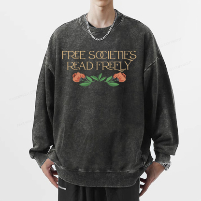 Pagewings Free Societies Read Freely Shirt Unisex Washed Sweatshirt