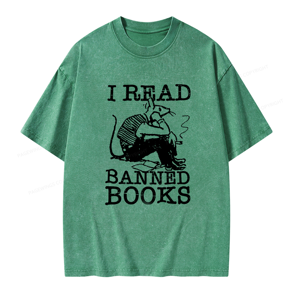Pagewings I Read Banned Books T Shirt Unisex Washed T-shirt