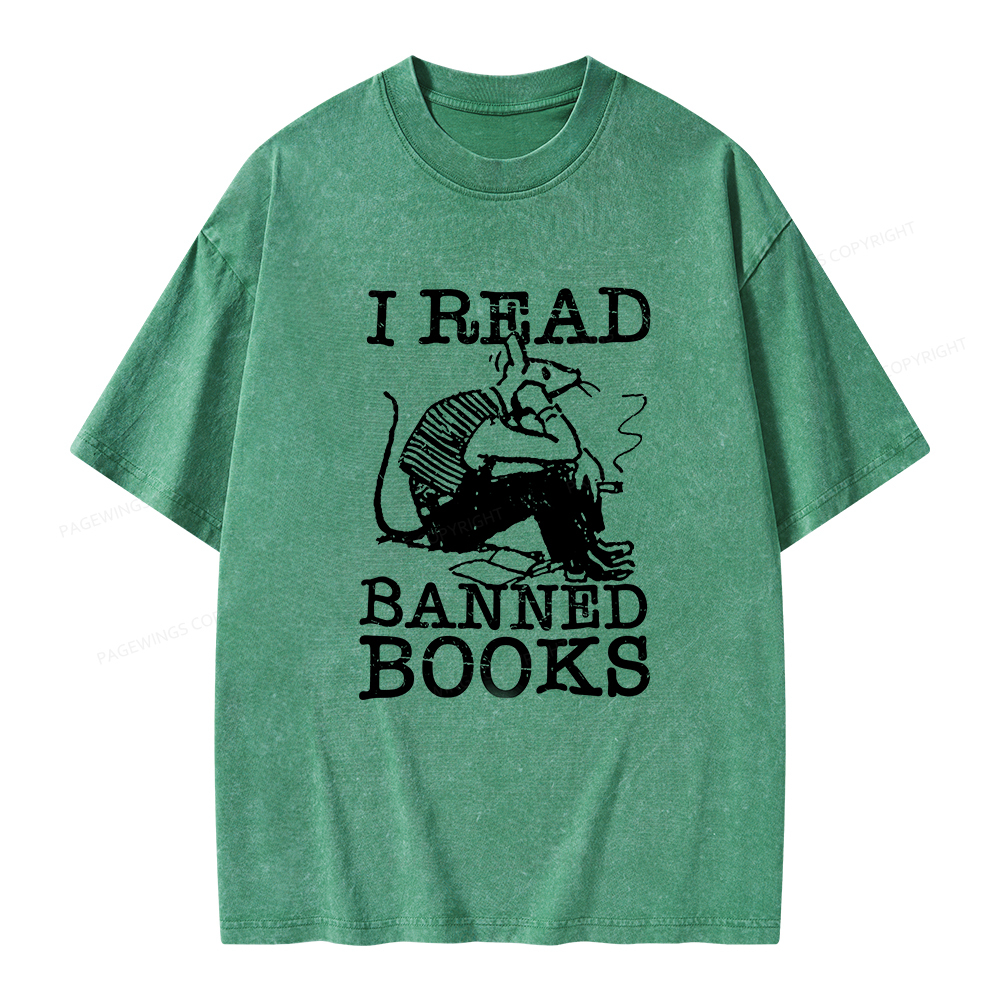 Pagewings I Read Banned Books T Shirt Unisex Washed T-shirt