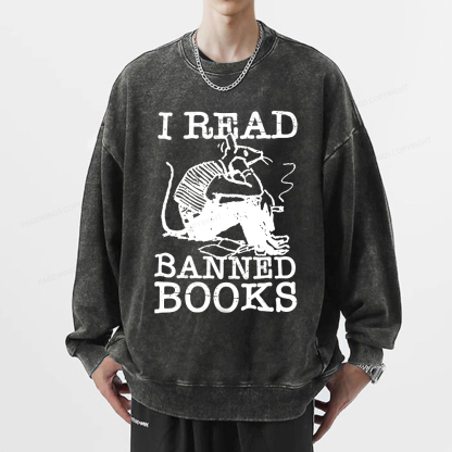 Pagewings I Read Banned Books T Shirt Unisex Washed Sweatshirt