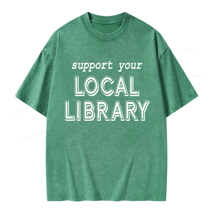 Pagewings Support Your Local Library Unisex Washed T-shirt