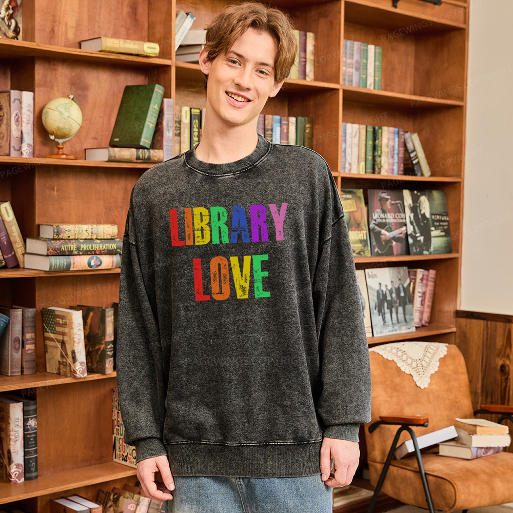 Pagewings Rainbow Library Love Washed Sweatshirt