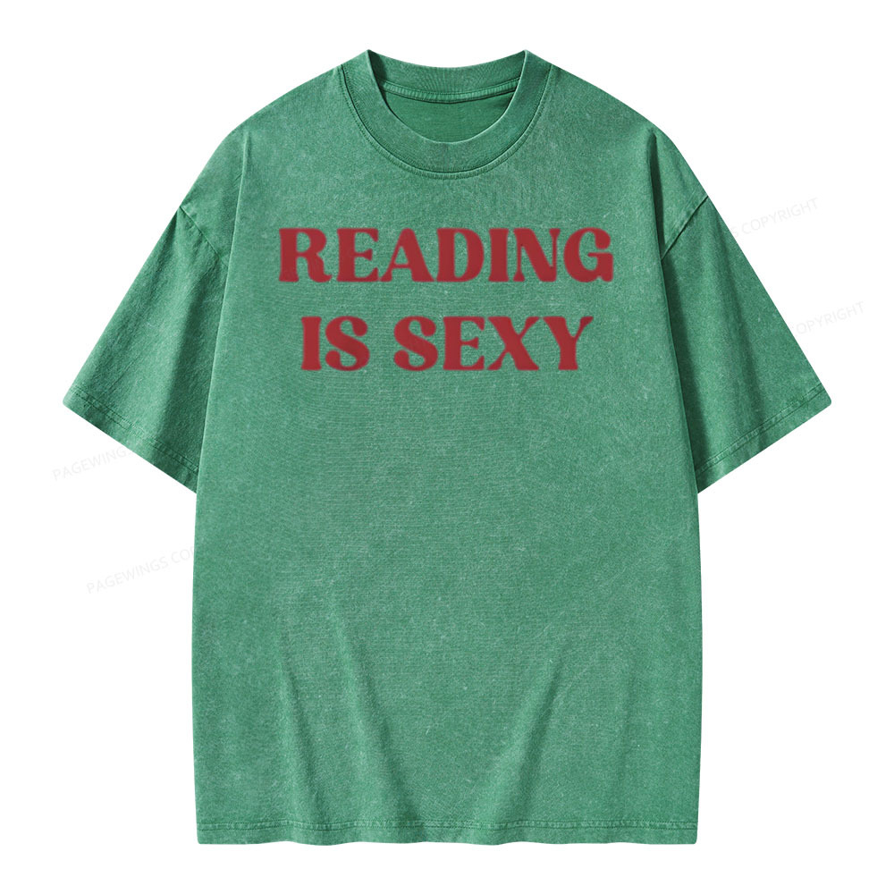 Pagewings Reading Is Sexy Shirt, Book Lover Shirt Unisex Washed T-shirt