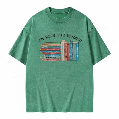 Pagewings I'm With The Banned Books Shirt Unisex Washed T-shirt