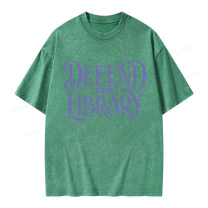 Pagewings Defend The Library Unisex Washed T-shirt