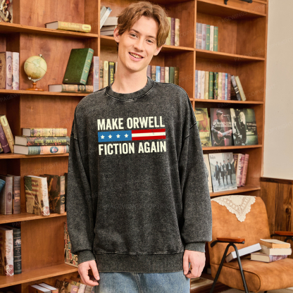 Pagewings Make Orwell Fiction Again Washed Sweatshirt