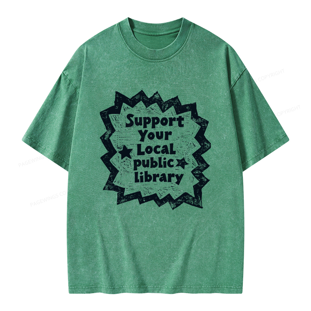 Pagewings Support Your Local public library Unisex Washed T-shirt