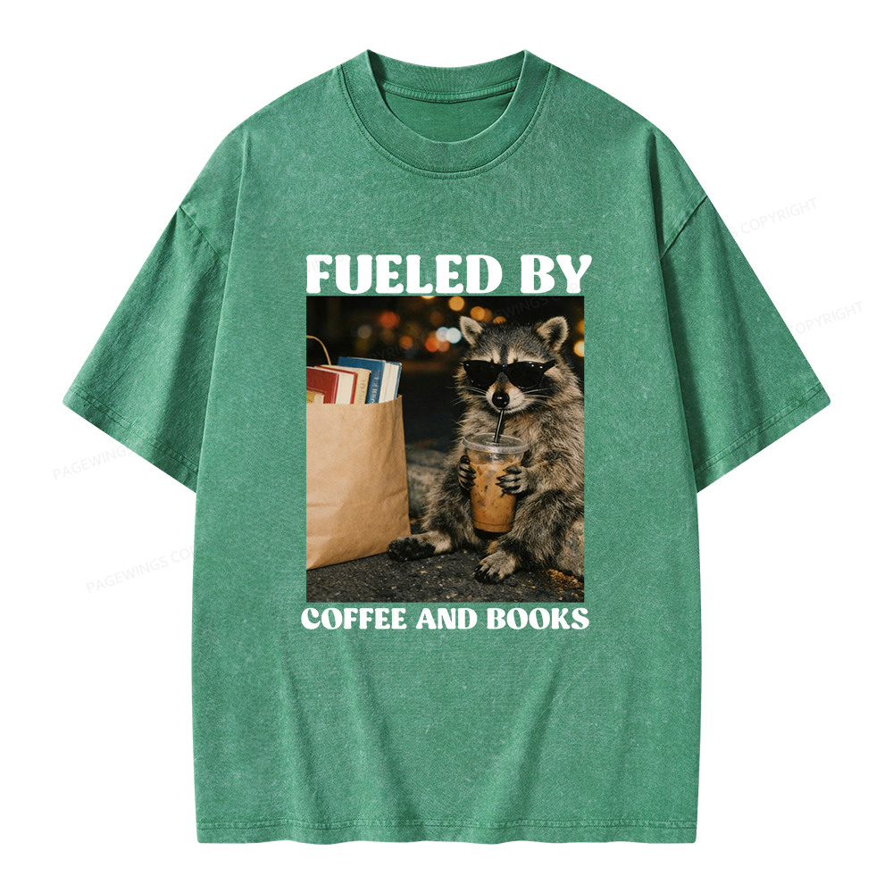 Pagewings Fueled by Coffee And Books Unisex Washed T-shirt