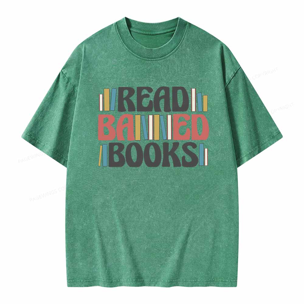 Pagewings Read Banned Books Unisex Washed T-shirt