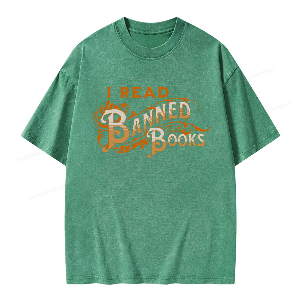 Pagewings I Read Banned Books Unisex Washed T-shirt