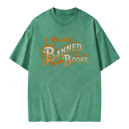 Pagewings I Read Banned Books Unisex Washed T-shirt