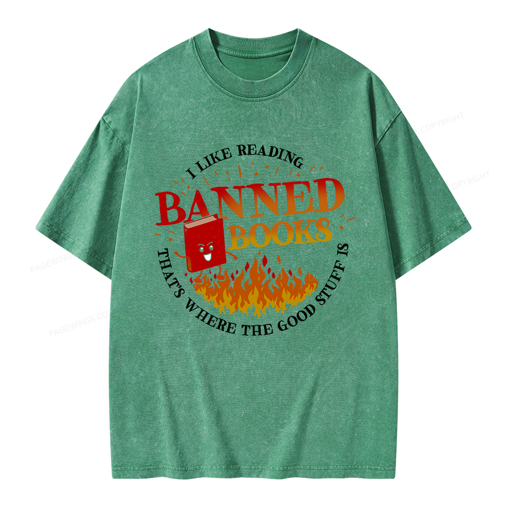 Pagewings Banned Books Unisex Washed T-shirt