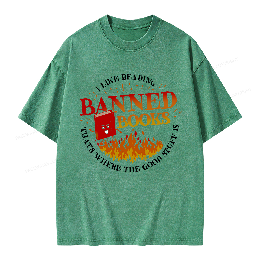 Pagewings Banned Books Unisex Washed T-shirt