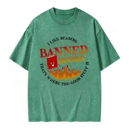 Pagewings Banned Books Unisex Washed T-shirt