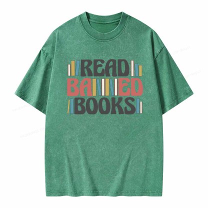 Pagewings Read Banned Books Unisex Washed T-shirt