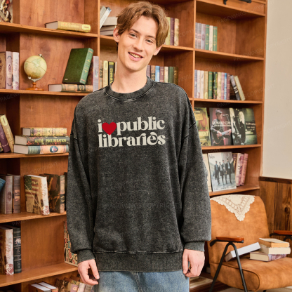 Pagewings I Love Public Libraries Washed Sweatshirt