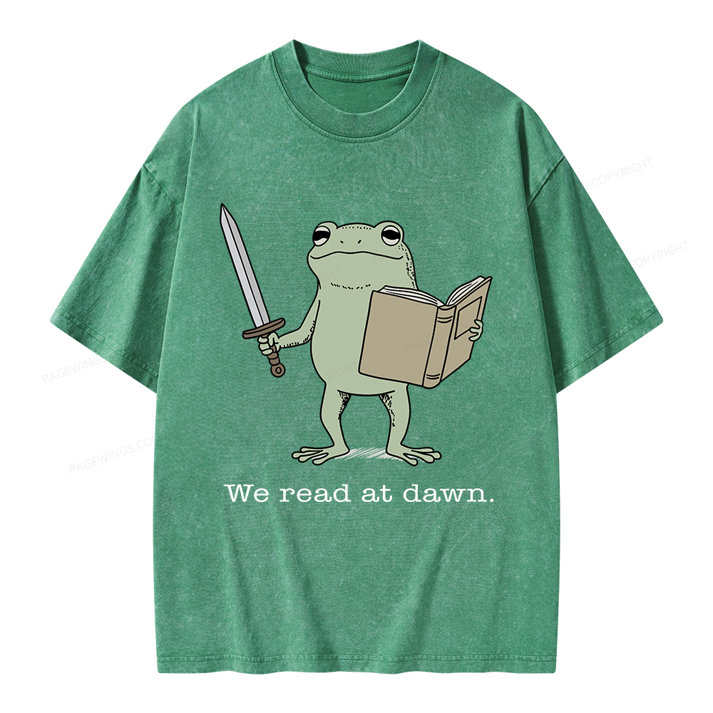 Pagewings We Read At Dawn Funny Frog Unisex Washed T-shirt
