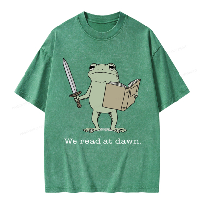 Pagewings We Read At Dawn Funny Frog Unisex Washed T-shirt