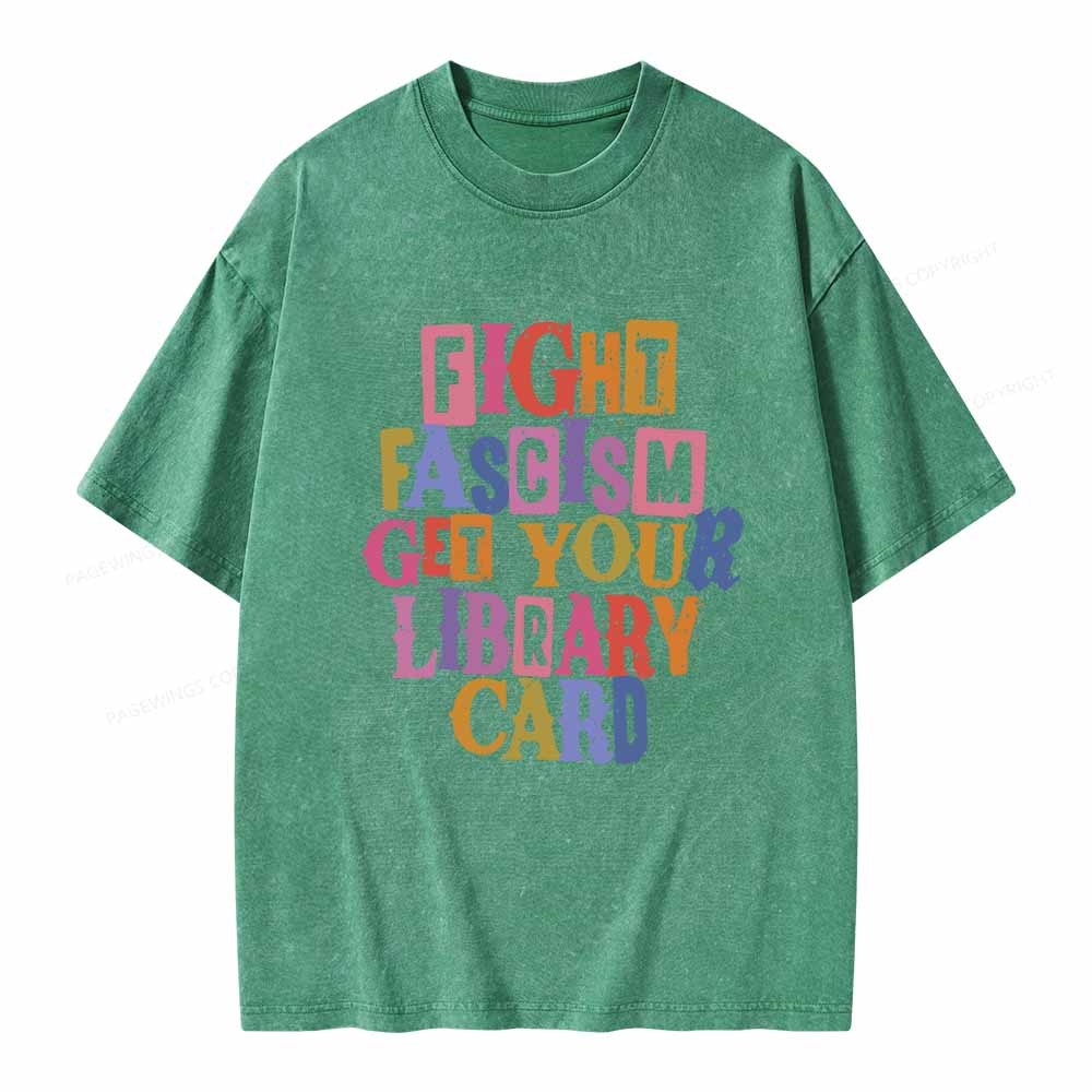 Pagewings Get Your Library Card Unisex Washed T-shirt