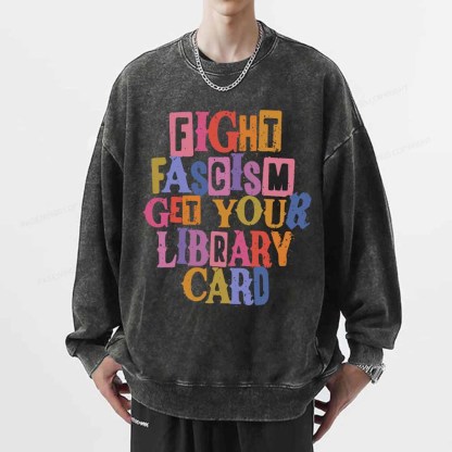 Pagewings Get Your Library Card Unisex Washed Sweatshirt