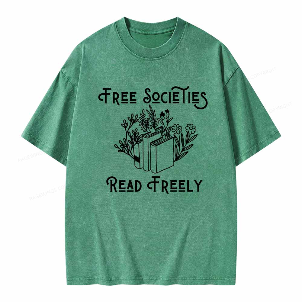 Pagewings Free Societies Read Freely Shirt Unisex Washed T-shirt