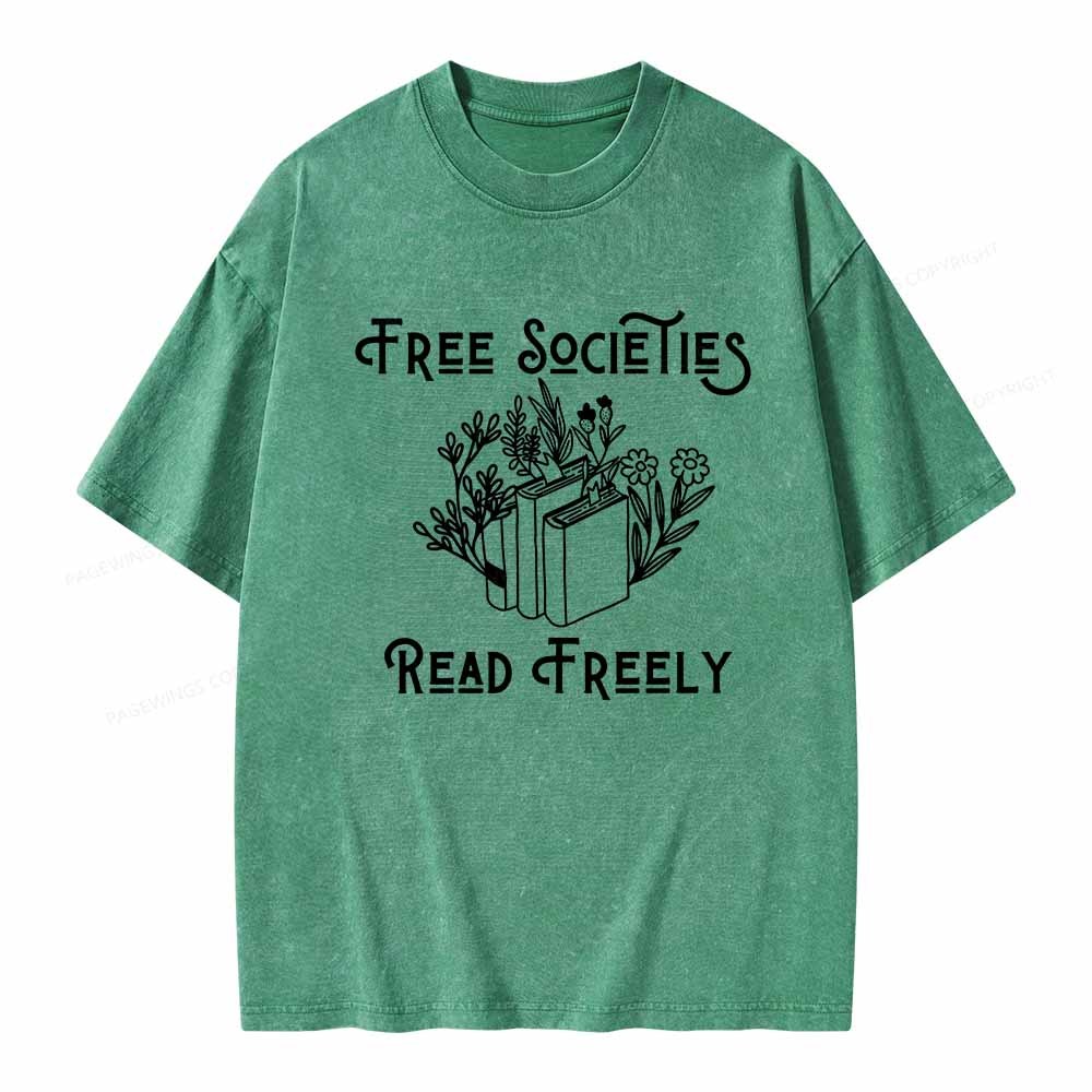 Pagewings Free Societies Read Freely Shirt Unisex Washed T-shirt
