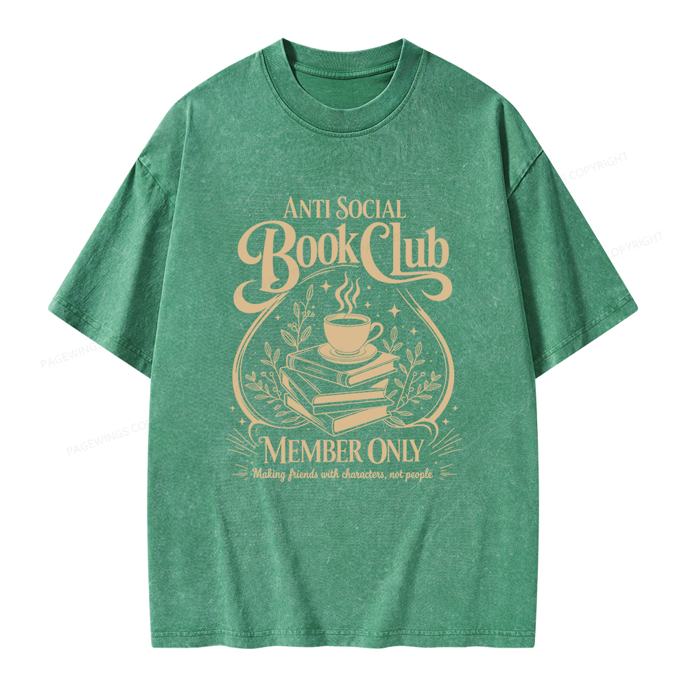 Pagewings Anti Social Book Club Unisex Washed T-shirt