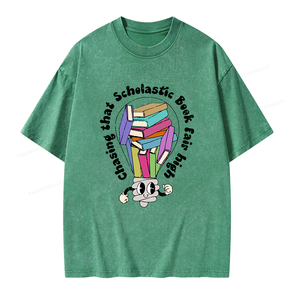 Pagewings Chasing That Scholastic Book Fair High Unisex Washed T-shirt