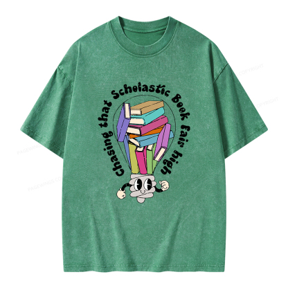 Pagewings Chasing That Scholastic Book Fair High Unisex Washed T-shirt
