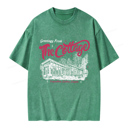 Pagewings Coming To The Cottage Unisex Washed T-shirt