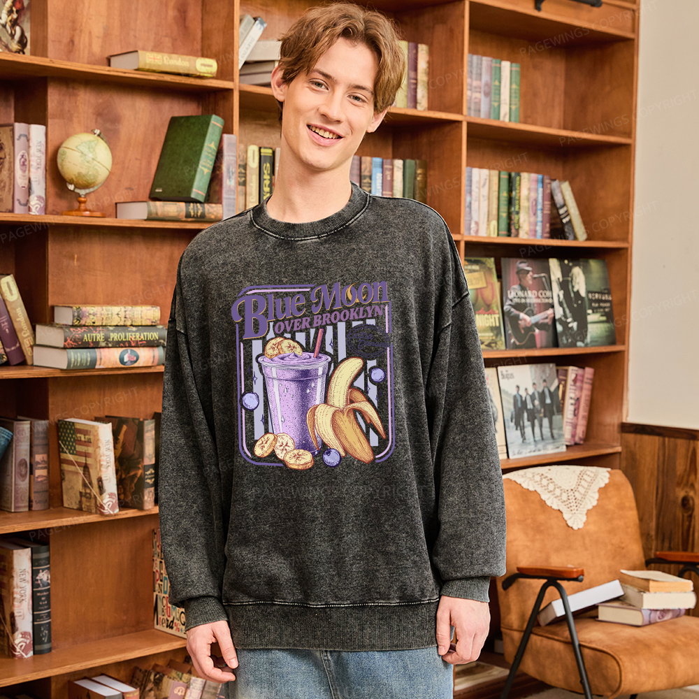Pagewings Blue Moon Over Brooklyn Washed Sweatshirt