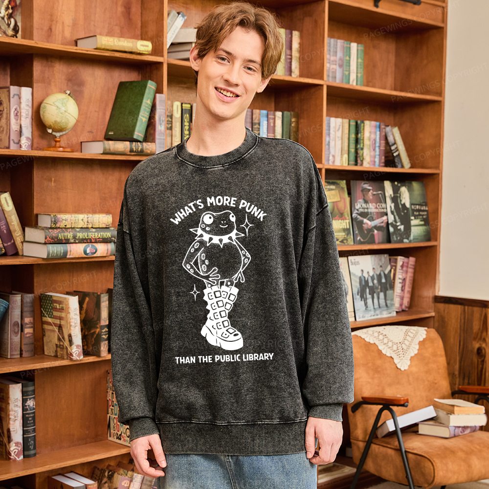 Pagewings What's More Punk Than The Public Library Washed Sweatshirt