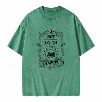 Pagewings Not Tonight Reading Unisex Washed T-shirt