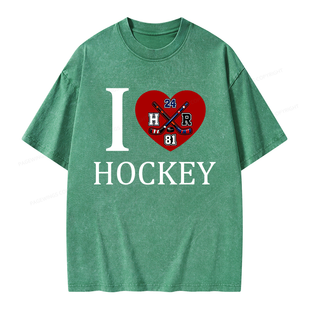 Pagewings I Heart Hockey Unisex Washed T-shirt