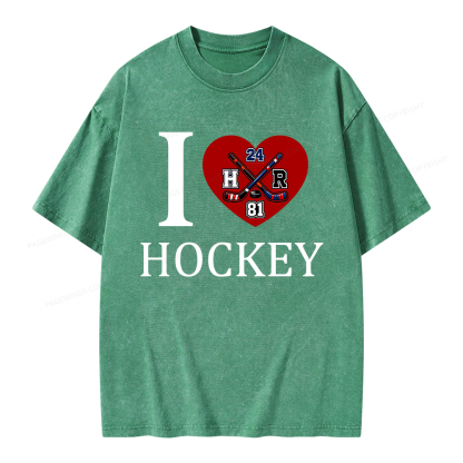 Pagewings I Heart Hockey Unisex Washed T-shirt