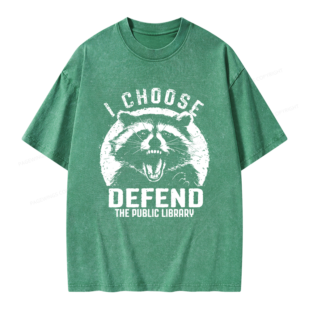 Pagewings I Choose Defend The Public Library Unisex Washed T-shirt