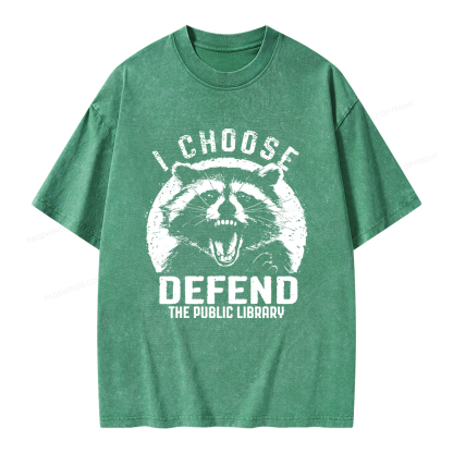 Pagewings I Choose Defend The Public Library Unisex Washed T-shirt