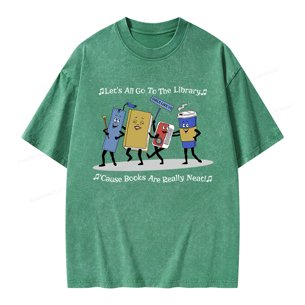 Pagewings Let's All Go To The Library Unisex Washed T-shirt