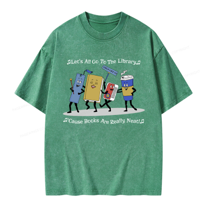 Pagewings Let's All Go To The Library Unisex Washed T-shirt