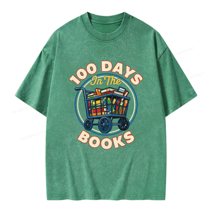 Pagewings 100 Days In The Books Unisex Washed T-shirt