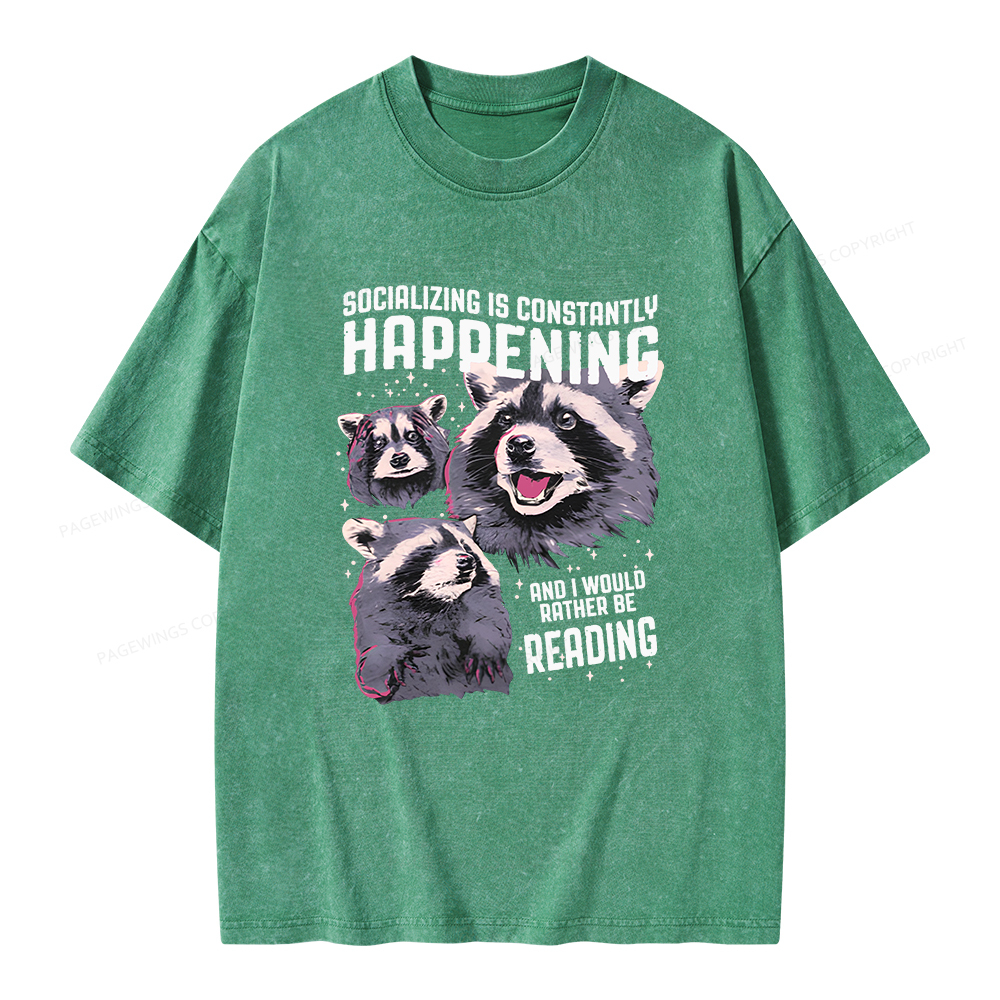 Pagewings And I Would Rather Be Reading Unisex Washed T-shirt