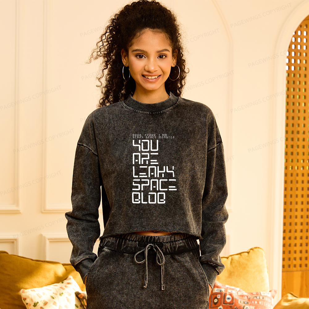 Pagewings Sci-Fi Book Lover Washed Crop Sweatshirt