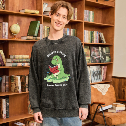 Pagewings Unearth A Story Dinosaur Summer Reading Washed Sweatshirt