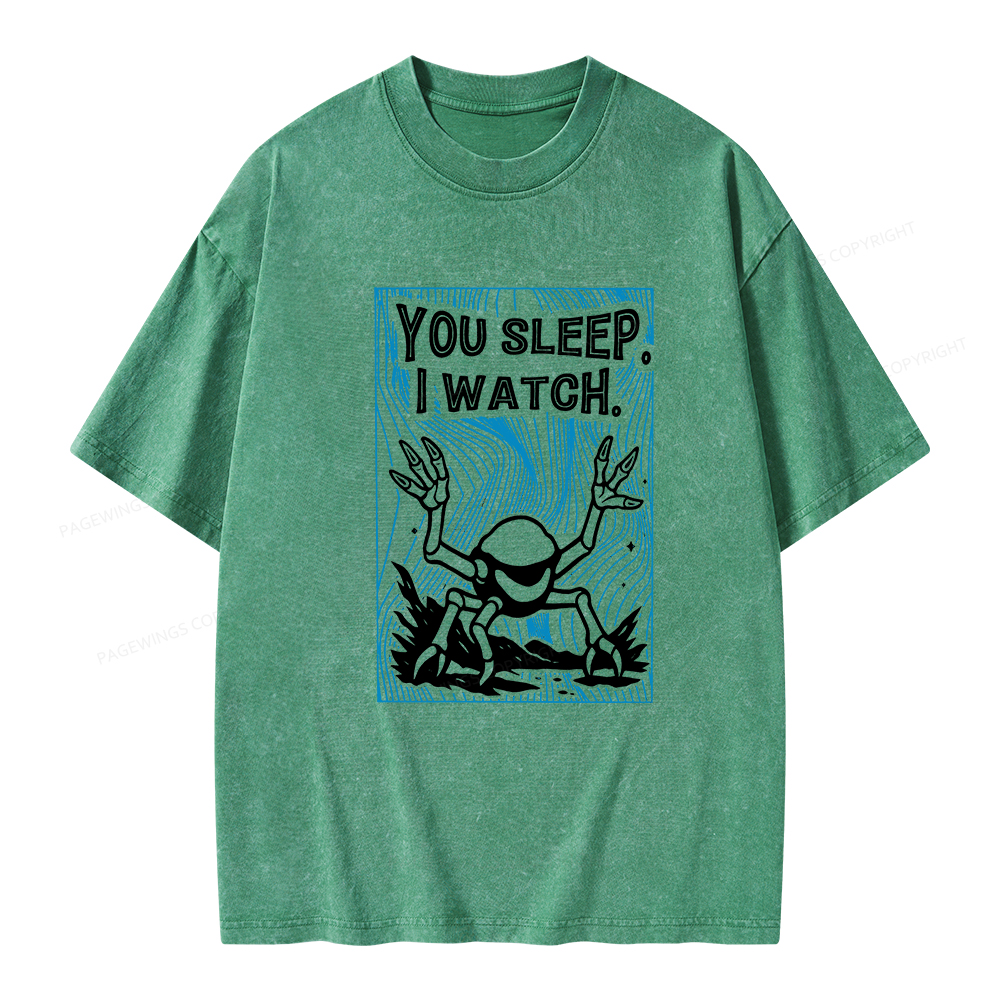 Pagewings You Sleep I Watch Unisex Washed T-shirt
