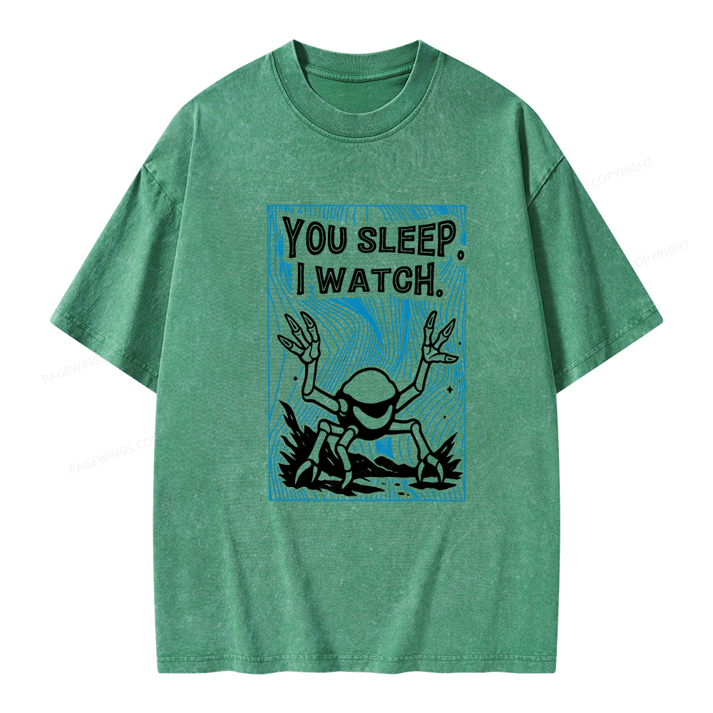 Pagewings You Sleep I Watch Unisex Washed T-shirt