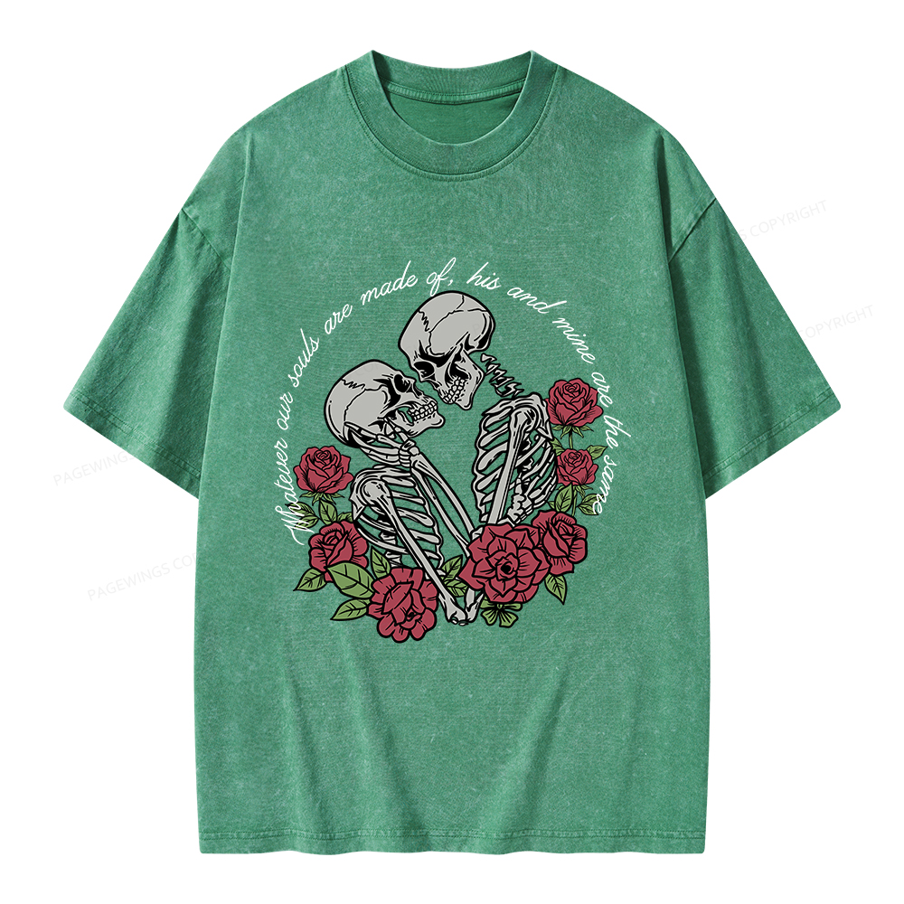 Pagewings Gothic Romance Skeleton Lovers Unisex Washed T-shirt