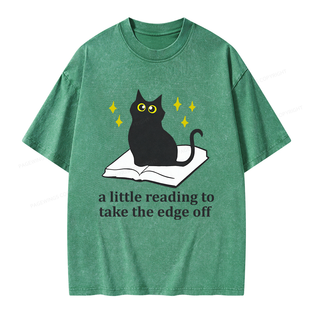 Pagewings A Little Reading To Take The Edge Off Unisex Washed T-shirt