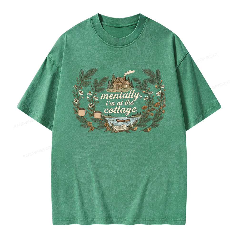 Pagewings Mentally I'm At The Cottage Unisex Washed T-shirt