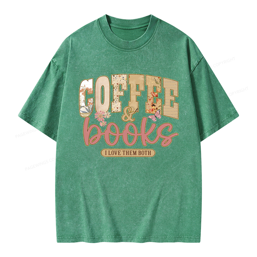 Pagewings Coffee And Books Unisex Washed T-shirt